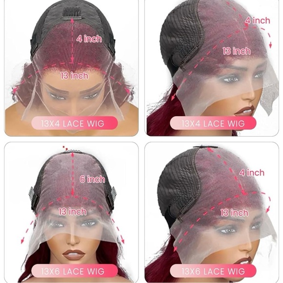 Burgundy Red 99J Human Hair Body Wave Lace Front 30 Inch Wig - Picture 10 of 12